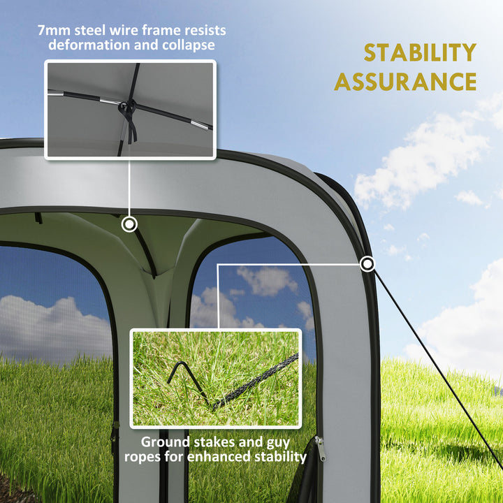 Outsunny 6 x 6ft Pop Up Screen Tent, UPF50+ Portable Camping Gazebo Screen House with Carry Bag, Light Grey