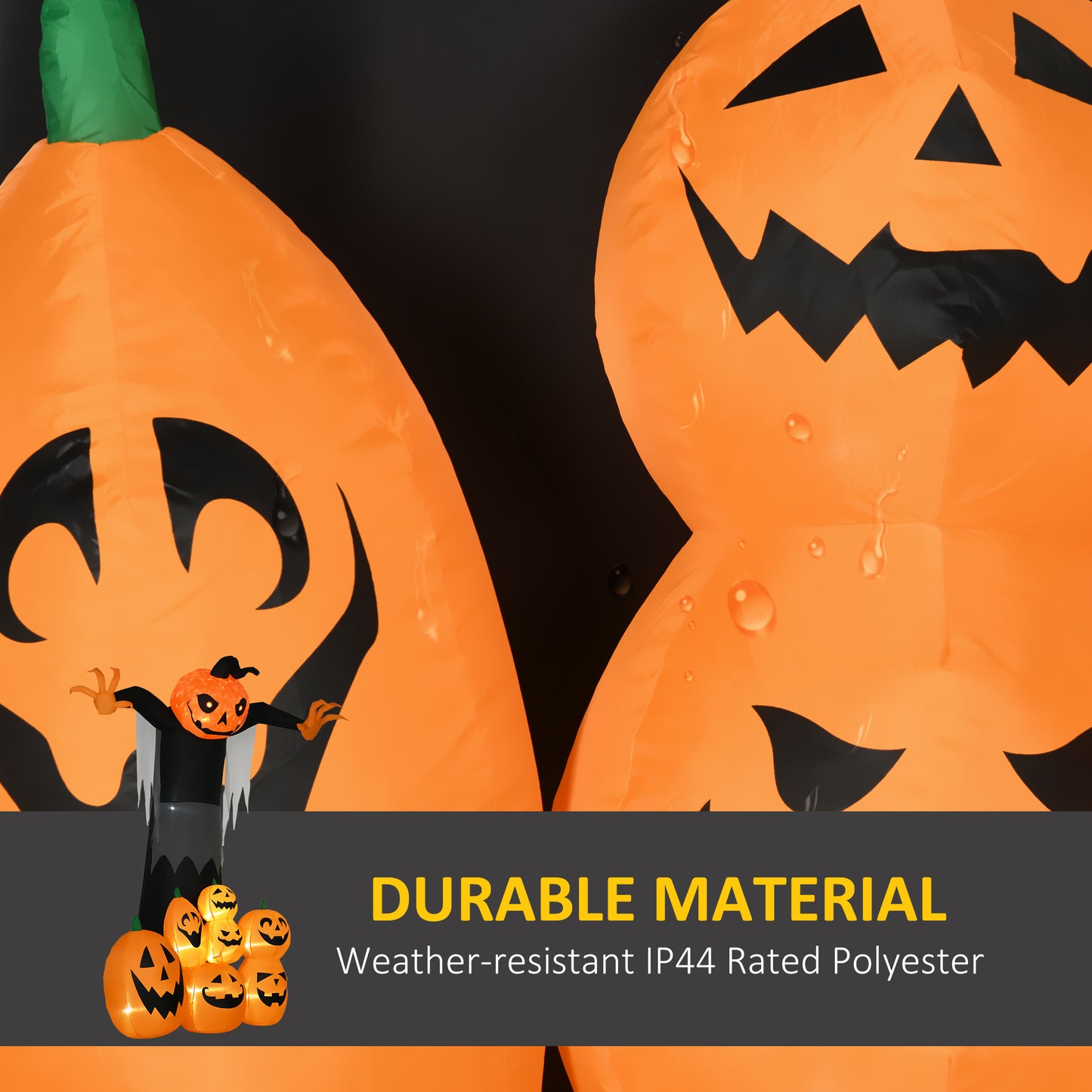 HOMCOM 9ft Inflatable Halloween Decoration Pumpkin Ghost with Pumpkins, Blow-Up Outdoor LED Display for Lawn, Garden, Party
