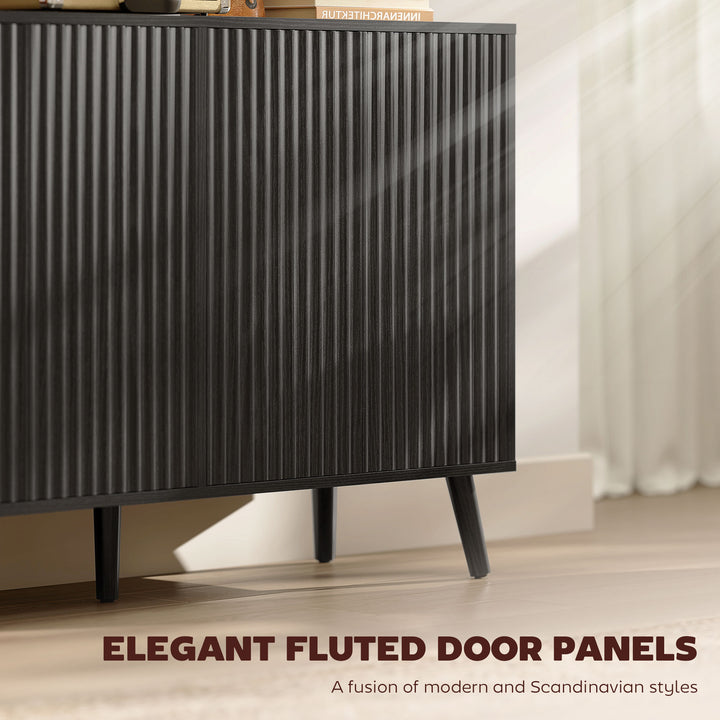 HOMCOM Buffet Cabinet with Storage, Modern Fluted Sideboard with Adjustable Shelves for Dining Room Living Room, Dark Brown