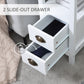 HOMCOM Slim End Table with 2 Drawers and Storage Shelf, Sofa Side Table for Living Room, Narrow Nightstand, White