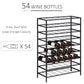 HOMCOM 9-Tier Metal Wine Bottle Rack 54 Bottles Freestanding Wine Storage Holder Home Bar Wine Display Stand Cellar Bottle Organizer Black