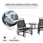 Outsunny Outdoor Glider Bench with Coffee Table, Patio 2-Seat Rocking Chair Swing Loveseat with Breathable Sling for Backyard Garden Porch, Black