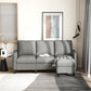 HOMCOM L-Shape Sofa, Modern Sectional Couch with Ottoman, Corner Sofa for Living Room, Light Grey