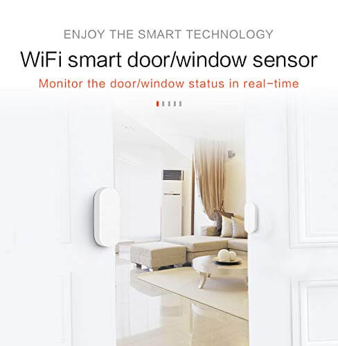 ZigBee Door and Window Contact Sensor, Wireless Smart Home Security Device, White, Battery-Powered