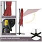 Outsunny 8' x 8' Square Patio Hanging Offset Umbrella with 360Â° Rotation, Aluminum Outdoor Cantilever Parasol with Crank & Tilt, Sun Canopy Shelter with Cross Base, Wine Red