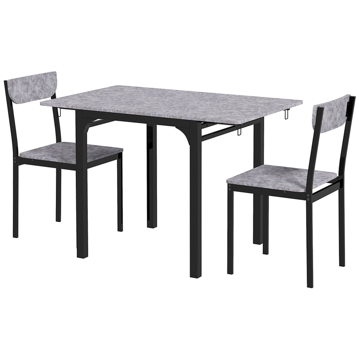 HOMCOM Foldable Dining Table Set for 2, Drop-Leaf Kitchen Table with 2 Chairs for Apartments, Studios, Natural Drop-leaf Dining Table Set Includes 2 Chairs