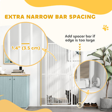 PawHut 59" Extra Tall Cat Gate, 30"-41" Pet Gate with 2.8" and 5.5" Extensions, for Doorway, Hallway, Stairway, White
