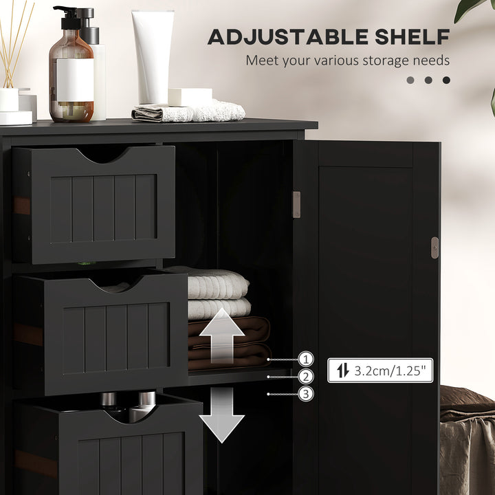 kleankin Bathroom Storage Cabinet, Floor Cabinet with Adjustable Shelf and 4 Drawers, Side Cabinet for Washroom, White