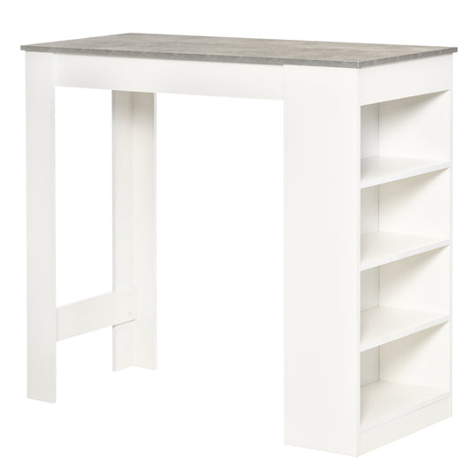HOMCOM Bar Table, High Top Pub Table with 4 Storage Shelves, Modern Bar Height Table for Home Bar, Kitchen, Grey