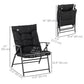 Outsunny Foldable Lounge Chair, Fabric Upholstered Recliner, Outdoor Lounger with Armrest, Metal Frame for Backyard, Blue