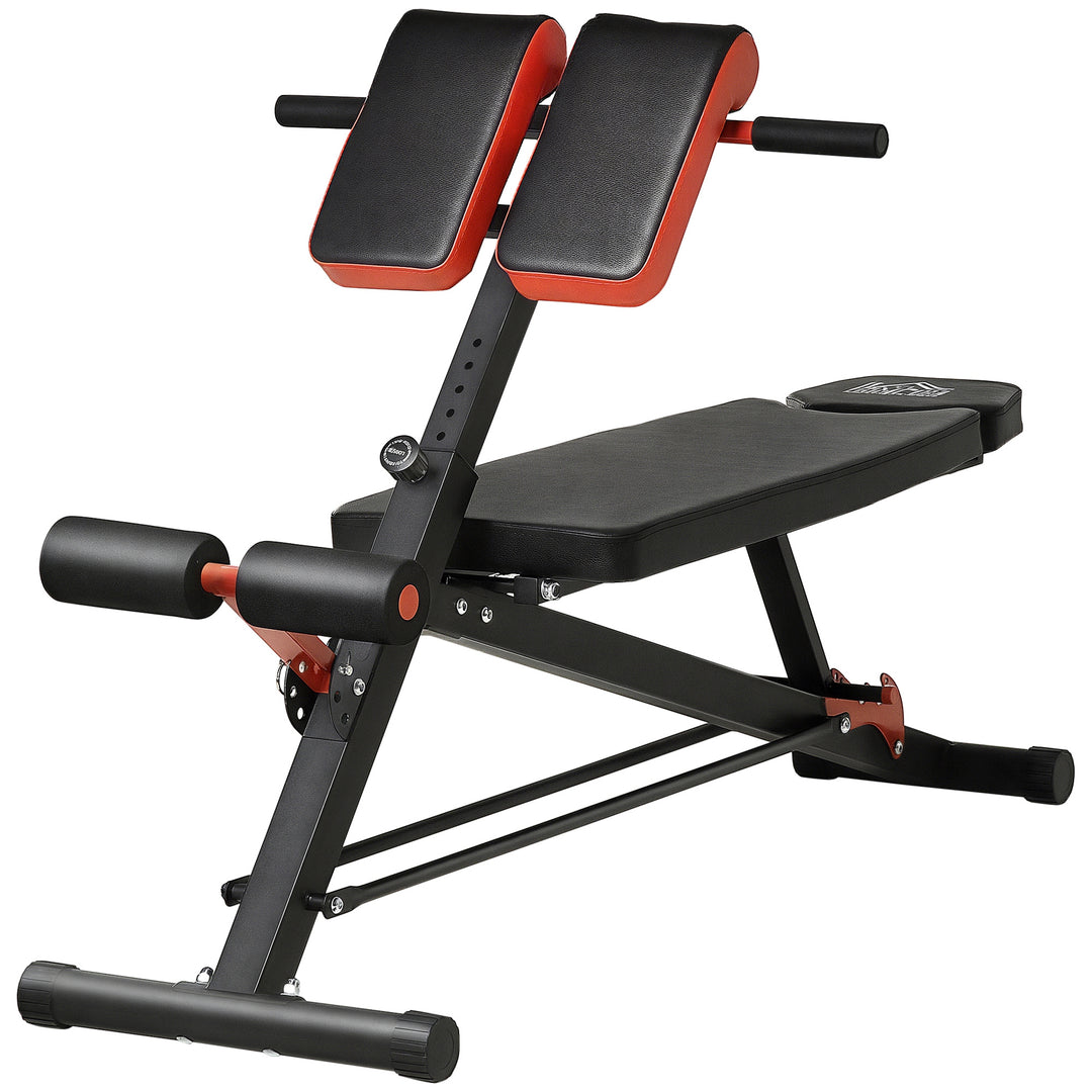 Soozier Adjustable Weight Bench Roman Chair Exercise Training Multi-Functional Hyper Extension Bench Dumbbell Bench Ab Sit up Decline Flat Black and Red