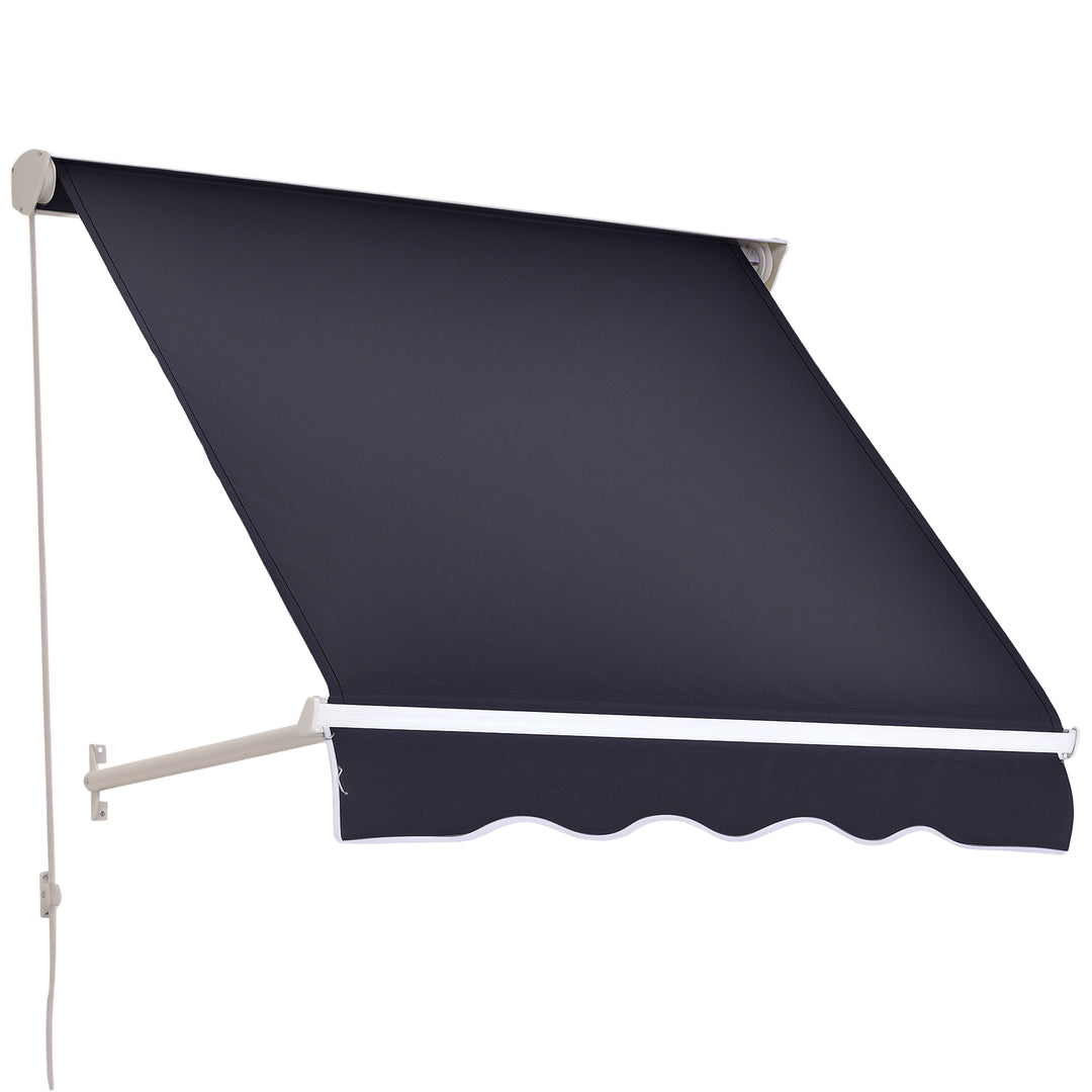 Outsunny 4' x 2.3' Retractable Window Door Awning Patio Canopy Outdoor Sun Shade Shelter Dark Grey