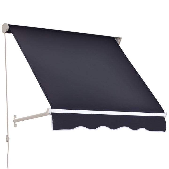 Outsunny 4' x 2.3' Retractable Window Door Awning Patio Canopy Outdoor Sun Shade Shelter Dark Grey