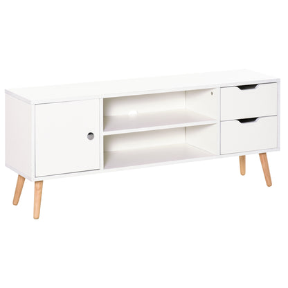HOMCOM TV Stand for TVs up to 50", TV Cabinet with Shelves, Drawers and Cable Hole, Entertainment Unit for Living Room, White