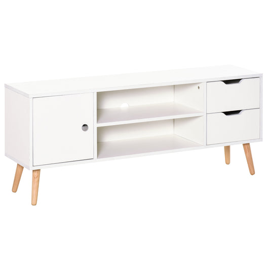 HOMCOM TV Stand for TVs up to 50", TV Cabinet with Shelves, Drawers and Cable Hole, Entertainment Unit for Living Room, White