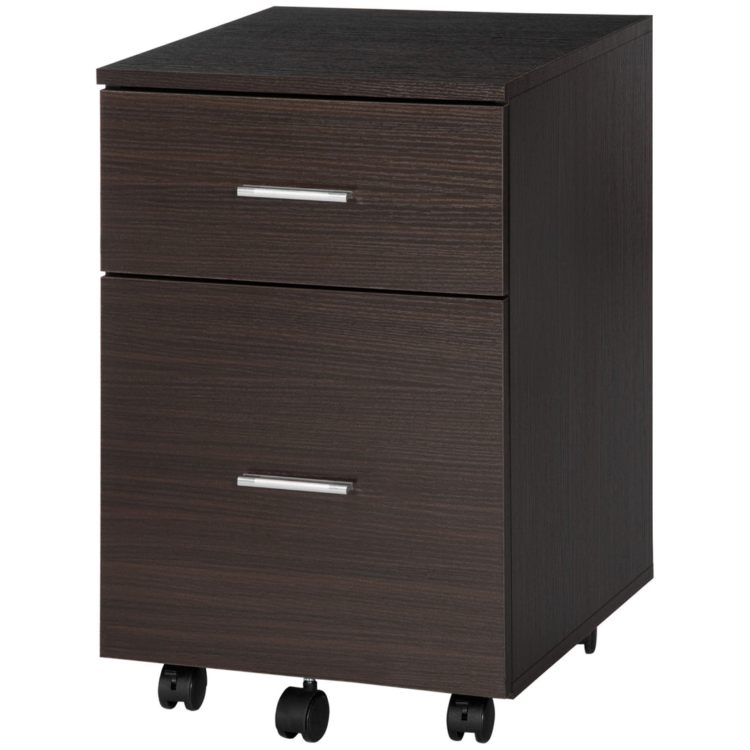 Vinsetto Mobile Filing Cabinet, Vertical File Cabinet with 2 Drawers, Wheels, for Letter or A4 File, Natural