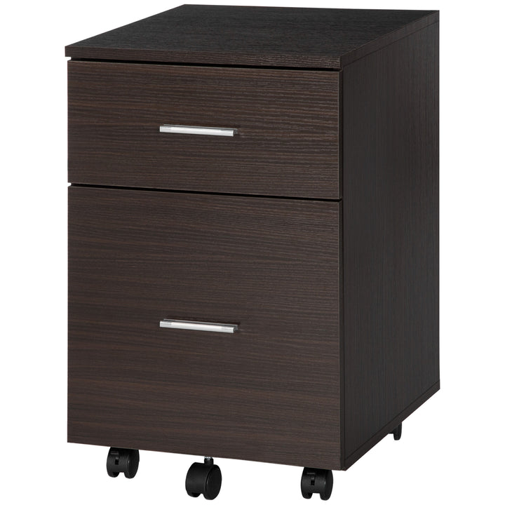 Vinsetto Mobile Filing Cabinet, Vertical File Cabinet with 2 Drawers, Wheels, for Letter or A4 File, Natural