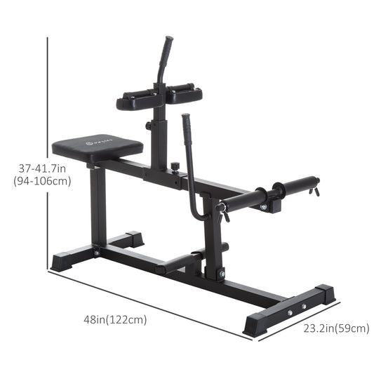 Soozier Adjustable Seated Calf Raise Machine, Steel Leg Press Machine, Strength Training Gym Equipment for Legs, Waist And Arms, Black