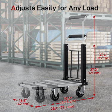 HOMCOM 330 lbs Heavy Duty Hand Truck, Folding Trolley, Dolly with Adjustable Handle and Extendable Platform, Silver and Black
