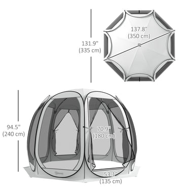 Outsunny 11' x 11.5' Screen Tent, Pop Up Camping Gazebo with Portable Carry Bag and 2 Doors, Cream White