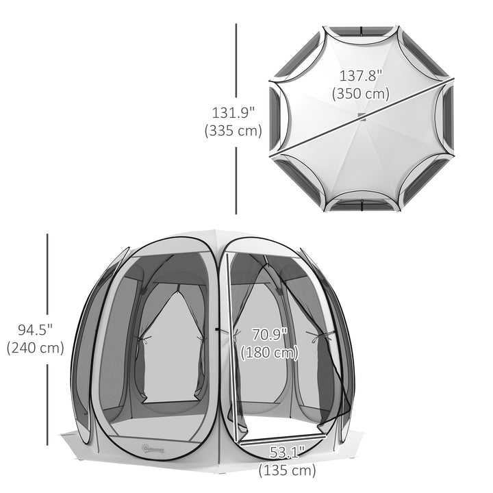 Outsunny 11' x 11.5' Screen Tent, Pop Up Camping Gazebo with Portable Carry Bag and 2 Doors, Cream White