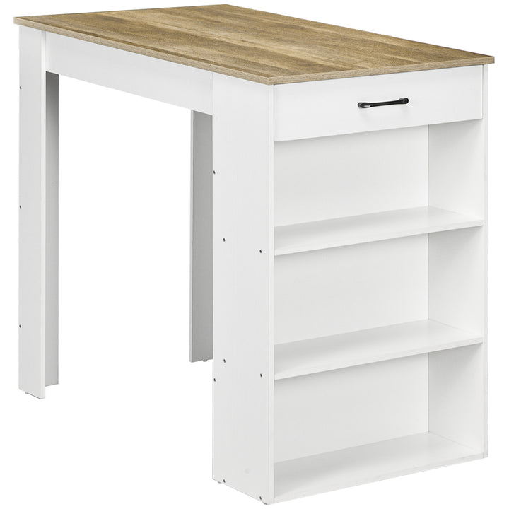 HOMCOM Bar Table with Drawer and 3 Storage Shelves, Bar Height Table, High Top Pub Table for Home Bar, Kitchen, Grey