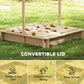 Outsunny Kids Wooden Sandbox Outdoor Backyard Playset Children Play Station w/ Adjustable Canopy & Convertible Bench Sand for 3-7 Years Old