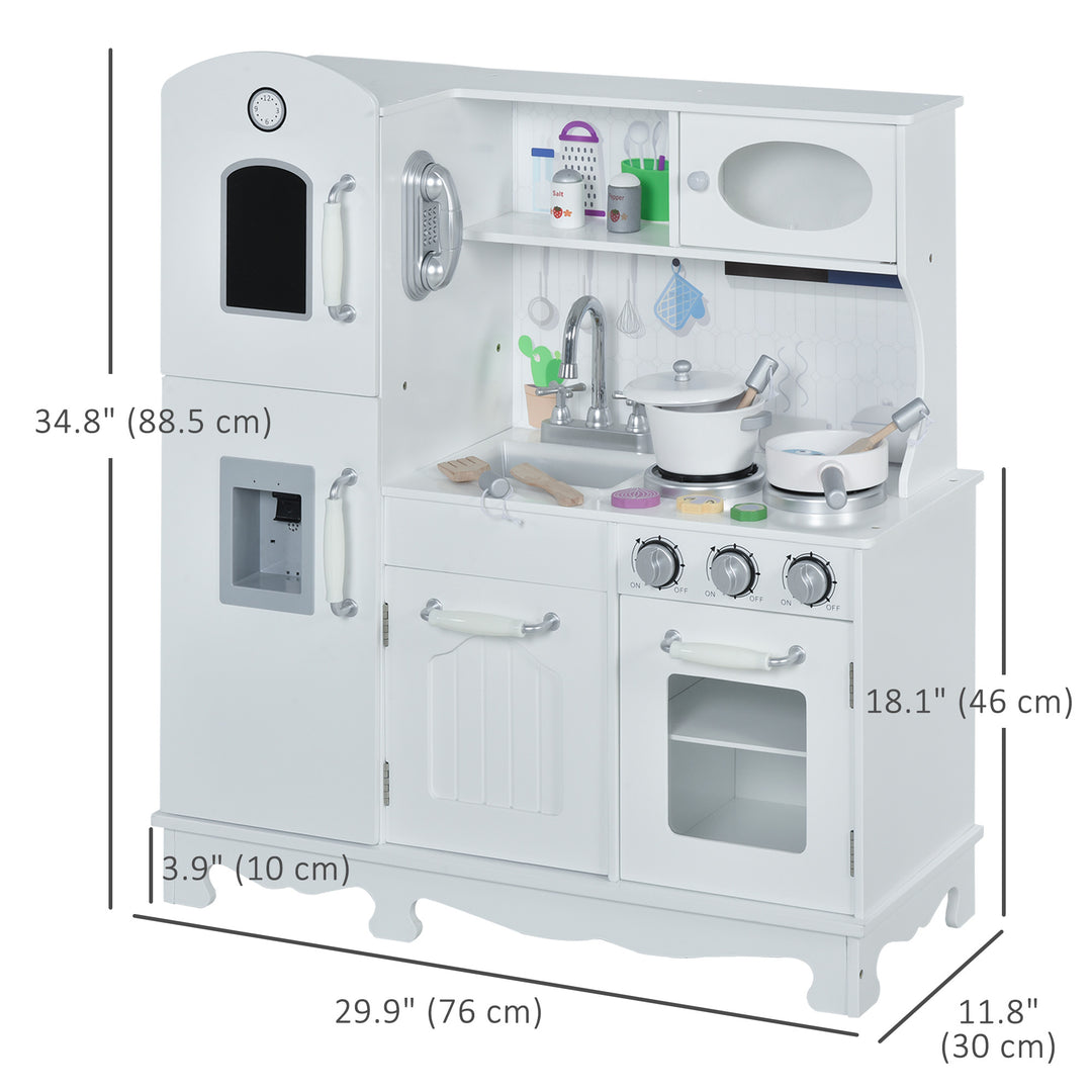 Qaba Large Kids Kitchen Playset With Telephone, Water Dispenser Simulation Cooking Set