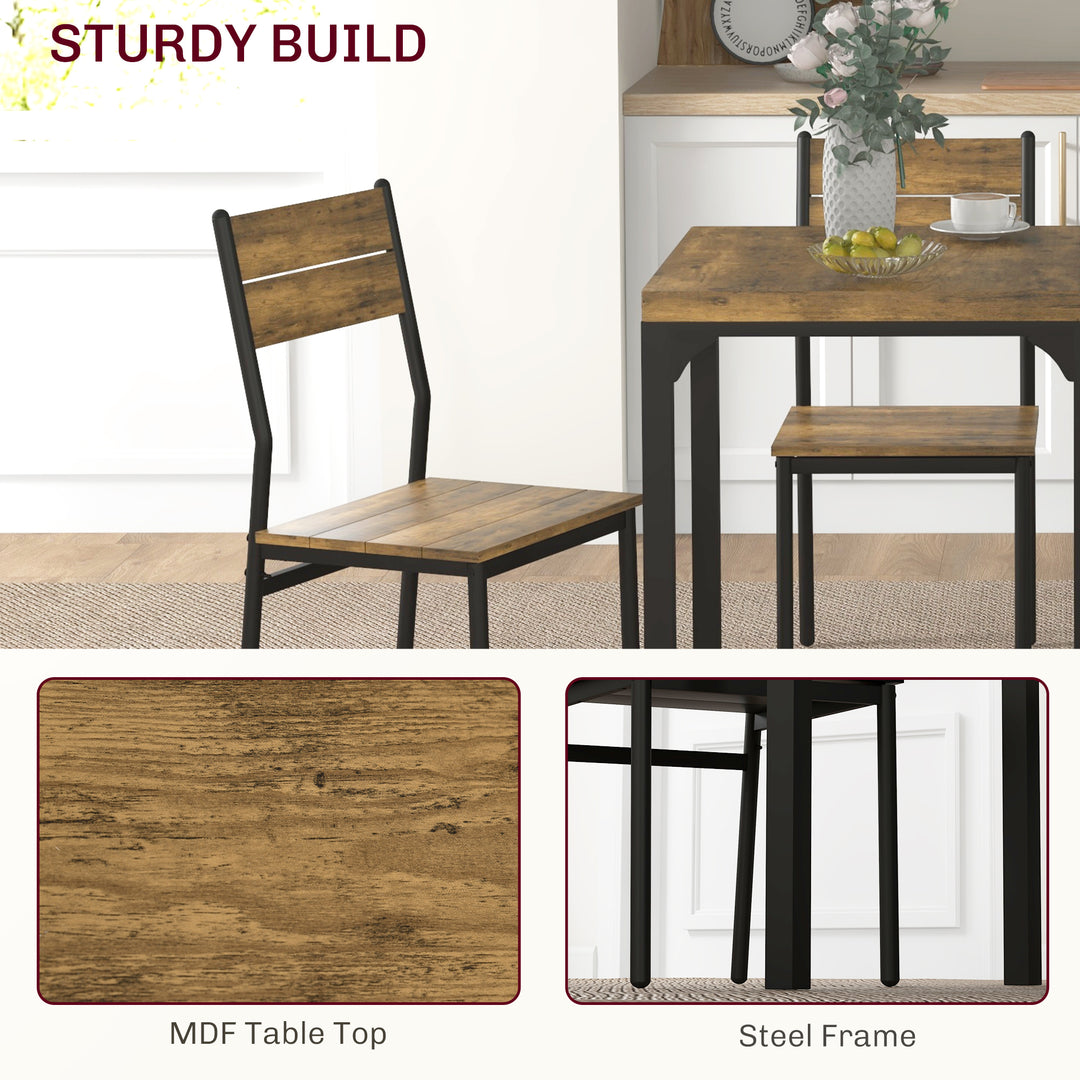 HOMCOM Dining Table Set for 2, 3 Piece Kitchen Table and Chairs with Metal Legs for Small Spaces, Natural Wood