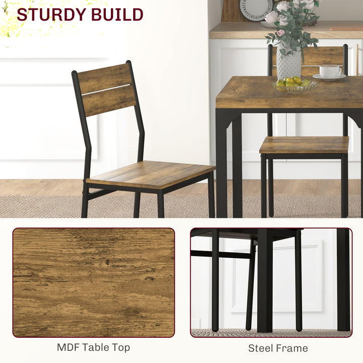 HOMCOM Dining Table Set for 2, 3 Piece Kitchen Table and Chairs with Metal Legs for Small Spaces, Natural Wood