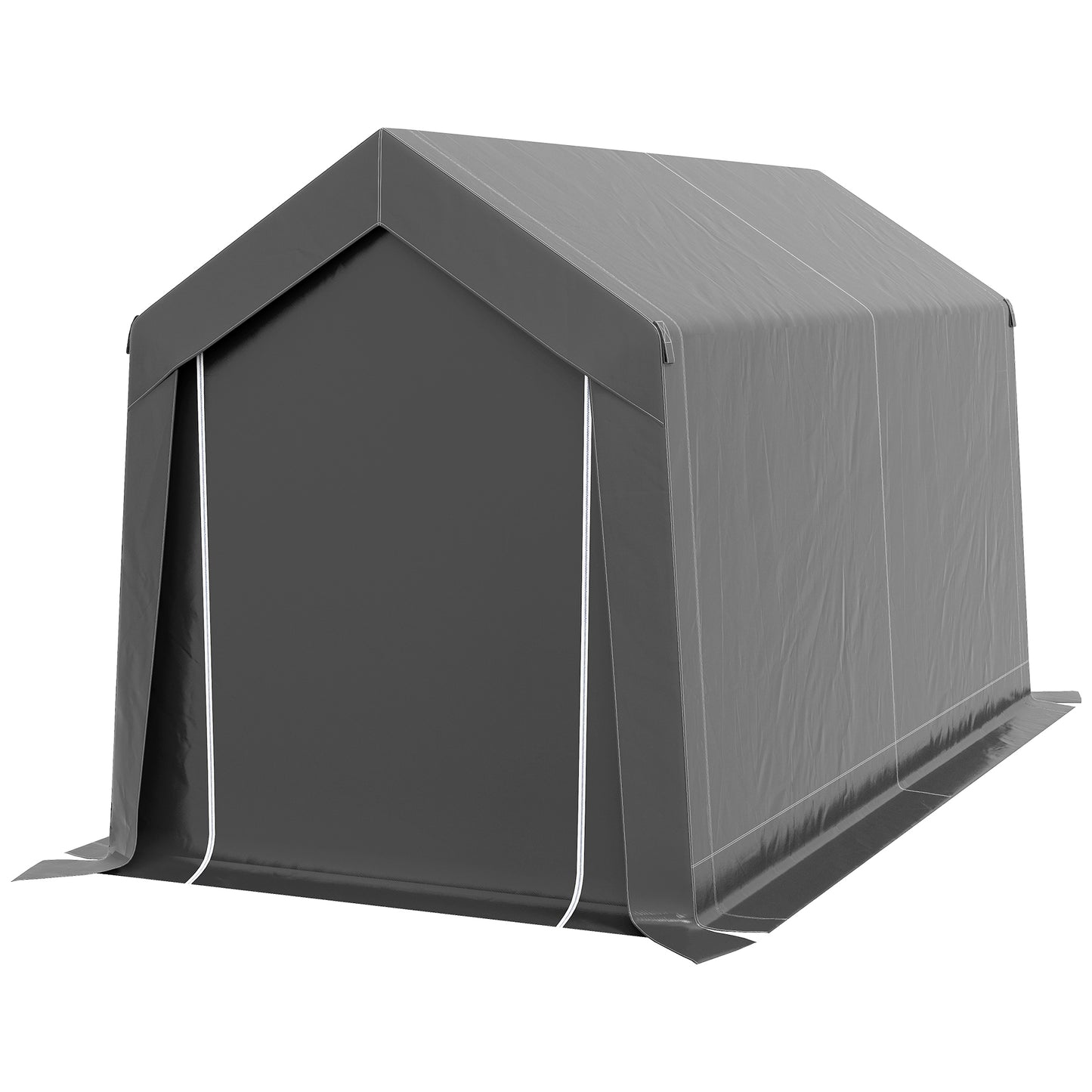 Outsunny 8' x 6' Carport with Sidewalls and Roll-up Door, Outdoor Storage Shelter for Motorcycle and Car, Grey