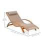 Outsunny Outdoor Wood Chaise Lounge Chair Recliner Patio Camping with Headrest, Teak & Black