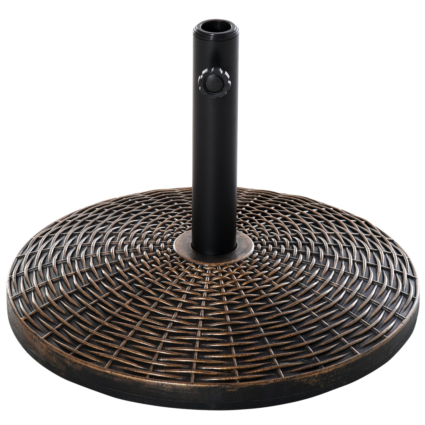 Outsunny 18â€� Round Patio Umbrella Base Outdoor Decorative Cast Stone Resin Parasol Stand Market Garden Umbrella Holder, Bronze