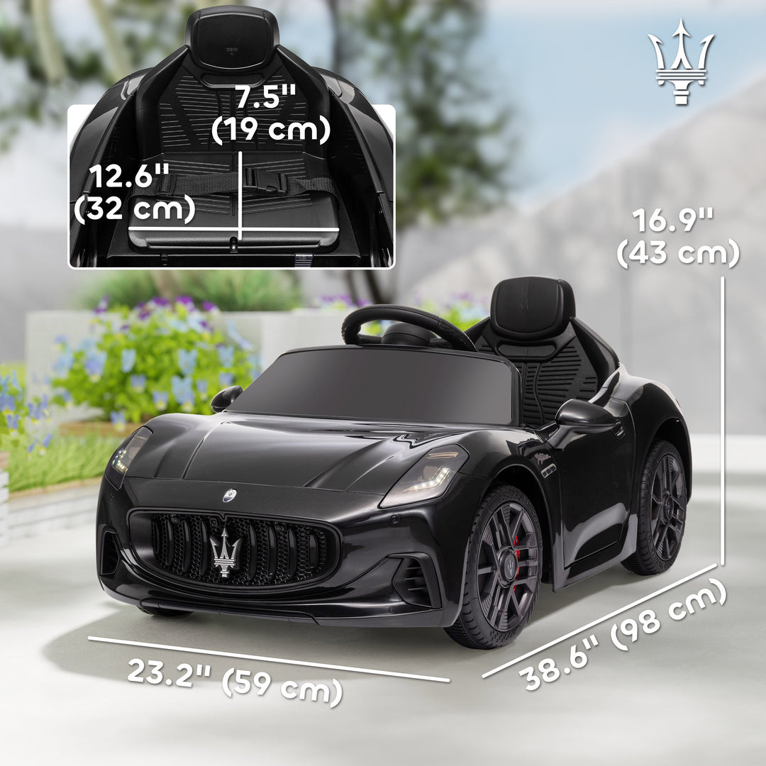 Qaba 12V Maserati Gran Turismo Licensed Kids Electric Car w/ Remote Control, Soft Start, LED Lights, Music, Horn, MP3, Pink