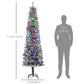 HOMCOM 9ft Prelit Pencil Artificial Christmas Tree, Flocked Xmas Tree with Remote, Dual Colour LEDs, 895 Tips, Metal Stand