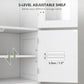 HOMCOM Freestanding Bathroom Cabinet with Glass/Louvred Doors, Tall Bathroom Cabinet for Kitchen, Study, Living Room