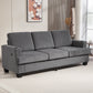 HOMCOM 3 Seater Sofa with USB Ports & Cup Holders, Chenille-Feel Upholstered Couch for Living Room, Light Brown