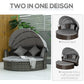 Outsunny 2 Pcs Rattan Outdoor Daybed with Retractable Canopy, Wicker Round Patio Daybed Set with Cushions & Pillows, Mixed Grey