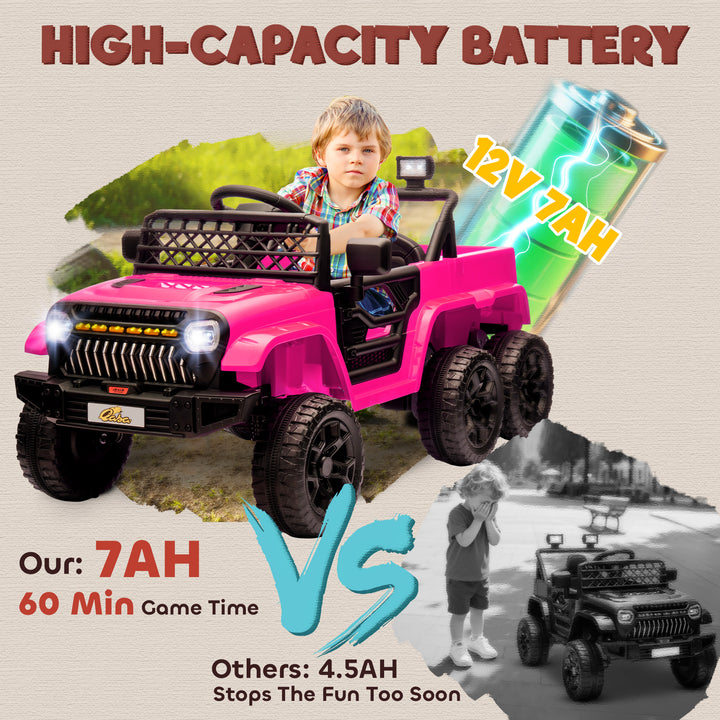 Qaba 12V 4WD/2WD Kids Electric Car w/ Remote Control, Spring Suspension, Back Trailer, Light, Music, Soft Start, Dark Green