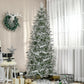 HOMCOM 7.5 Feet Pencil Snow Flocked Artificial Christmas Tree with 880 Realistic Cypress Branches, Auto Open, Green