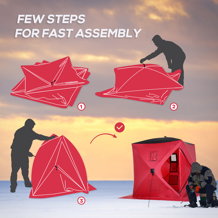 Outsunny 2 Person Pop Up Ice Fishing Tent Shelter, Fishing Shanty, with Carry Bag, Blue