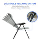 Outsunny Set of 4 Camping Chairs, Outdoor Folding Lounge Chair Set with 5 Level Adjustable Backrest, Removable Headrest, Armrest for Camping, Backyard, Black
