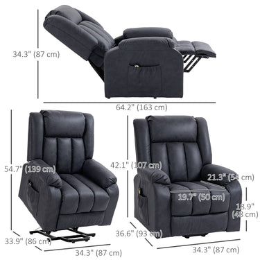 HOMCOM Lift Chair for Seniors, Microfibre Upholstered Electric Recliner Chair with Remote, Quick Assembly, Charcoal Grey