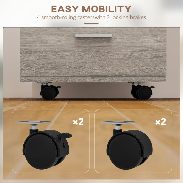 Vinsetto Mobile Filing Cabinet with Wheels, 3 Drawer File Cabinet with Lock and Keys for Home Office, White