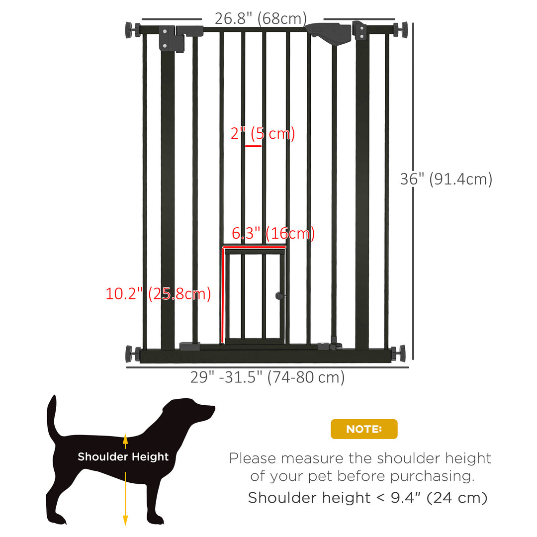 PawHut 36" Easy Open Indoor Dog Gates for Doorways, House, Stair - Black
