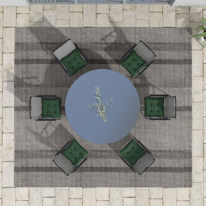 Outsunny 6-Piece Seat Cushion Replacement, Outdoor Patio Chair Cushions Set with Ties, Button Tufted, Dark Green