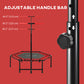 Soozier 45" Rebounder Trampoline for Adult, Quiet Bungee Rebounder with LED Lights and Adjustable Handle, Red