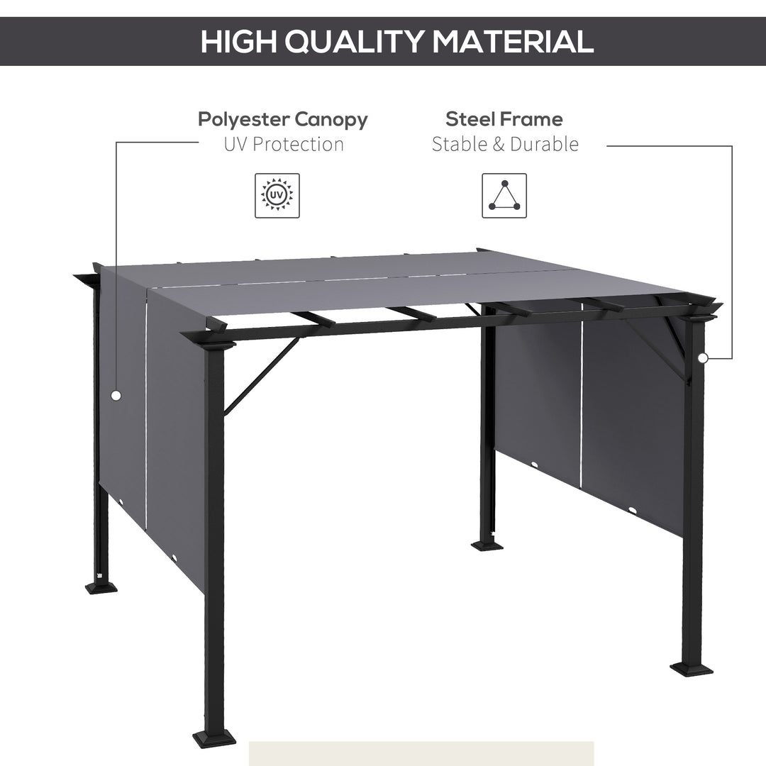Outsunny 12' x 10' Outdoor Patio Gazebo Pergola with Retractable Canopy Roof, Steel Frame with Stakes, Unique Design, Beige