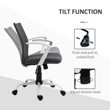 Vinsetto Linen Mid Back Office Chair With Tilt Function, Swivel Computer Chair, Charcoal Grey