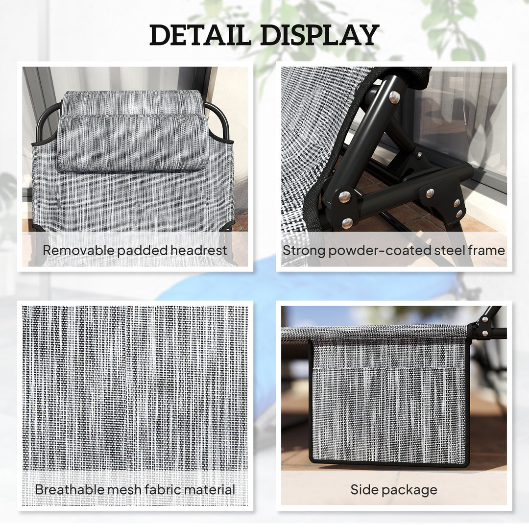 Outsunny Folding Lounge Chair with 4-level Reclining Back & Cushion, Beige